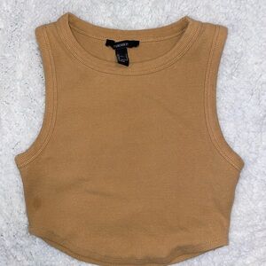 Forever 21 Tan Ribbed Crop Top